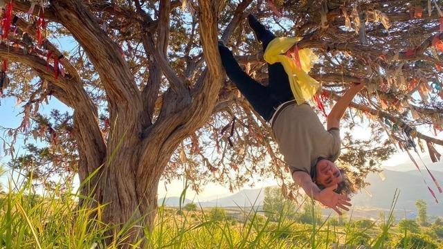 Dekan'dan yangınlara farkındalık yaratmak için ilginç eylem! Kendini dilek ağacına bağlayıp...