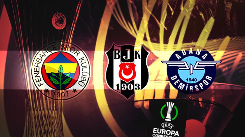 Son dakika: Fenerbahçe, Beşiktaş ve Adana Demirspor'un UEFA Avrupa Konferans Ligi 3. ön eleme turundaki rakipleri belli oldu!
