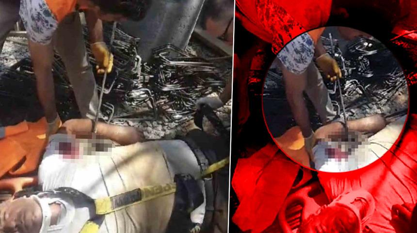 Metrelerce yükseklikten üstüne düştüğü inşaat demiri omzuna saplandı! İnşaatta feci olay: Bağrışmaları duyan koşarak geldi