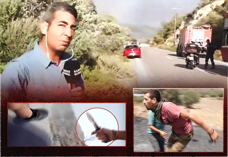 Rodos'taki orman yangınını görüntüleyen Türk gazetecilere bıçaklı saldırı! Küfürler yağdırırken aracın bagajına koştu ve...