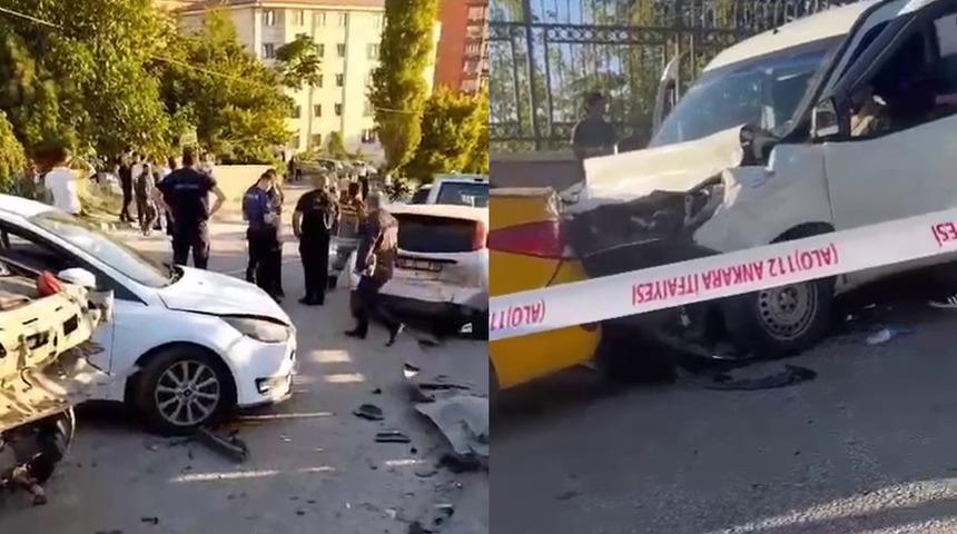 Ankara'da zincirleme trafik kazası: 10 araç birbirine girdi: 3 yaralı!