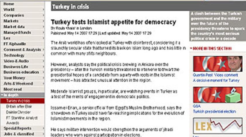 "T&uuml;rkiye'deki gelişmeler İslam d&uuml;nyası a&ccedil;ısından test"