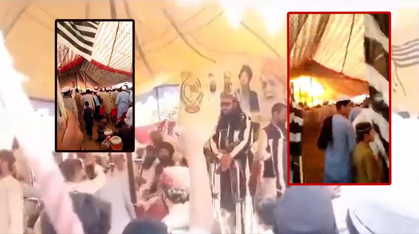 Pakistan'daki mitingde korkunç patlama! 40 ölü, 150 yaralı... Saniye saniye böyle kaydedildi!