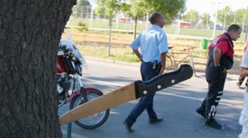 Kanlı bı&ccedil;ağı ağaca saplayıp ka&ccedil;tı