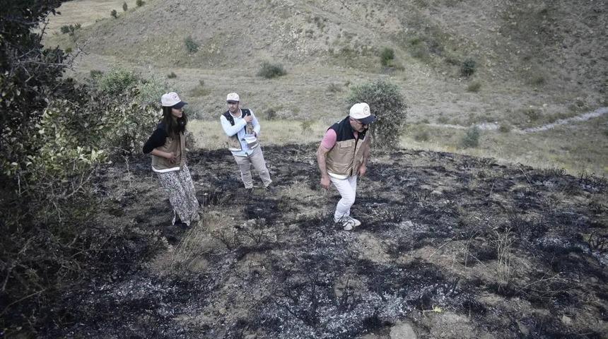 Çıkan mera yangınında 150 dekar alan zarar gördü