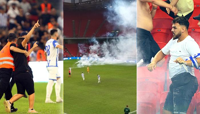 Tirana-Beşiktaş maçı öncesi saha karıştı! Hakem oyuncuları sahadan çektiUEFA Avrupa Konferans Ligi
