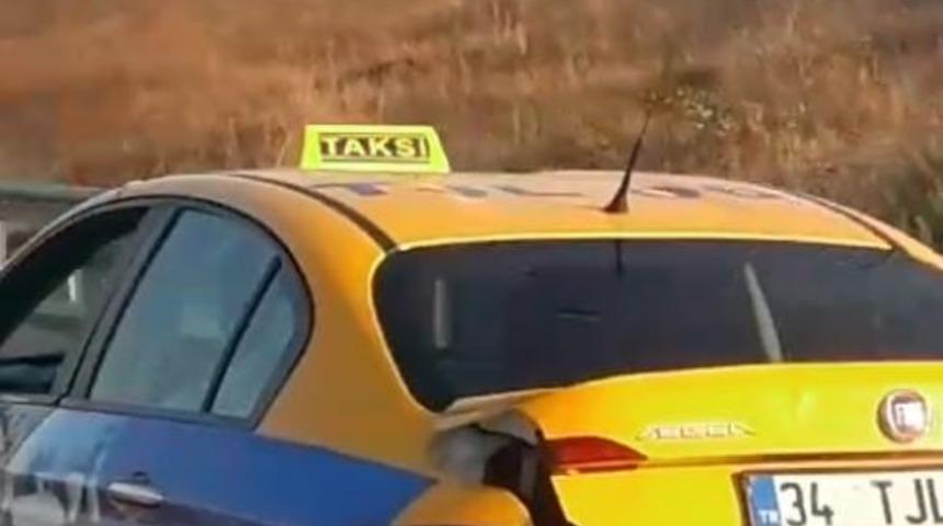 TEM’de ticari taksinin bagajında ilginç yolculuk kamerada
