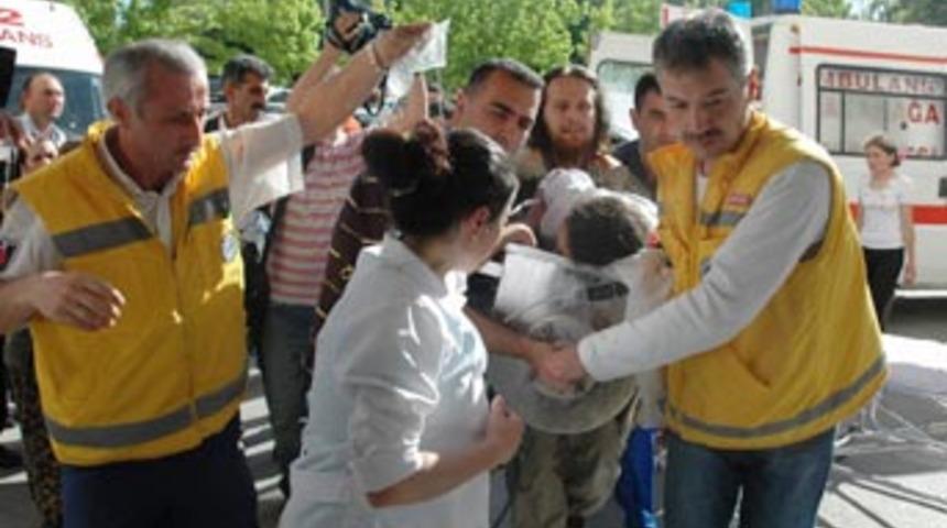 Makineyle birlikte hastaneye getirildi