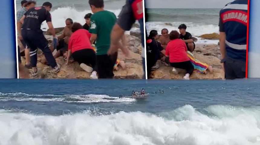 Dalgalar arasında kaldı, ölümle burun buruna geldi! Boğulmaya ramak kala kurtarılan kadın bilincini kaybetti