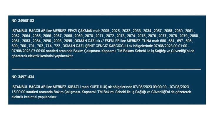 İstanbul'da elektrik kesintisi! Bedaş uyardı, o ilçeler karanlığa gömülecek! İşte 7 Ağustos 2023 İstanbul elektrik kesintisi listesi... G2
