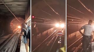 Marmaray'da korku dolu anlar! Tren gelirken raylara atladı...