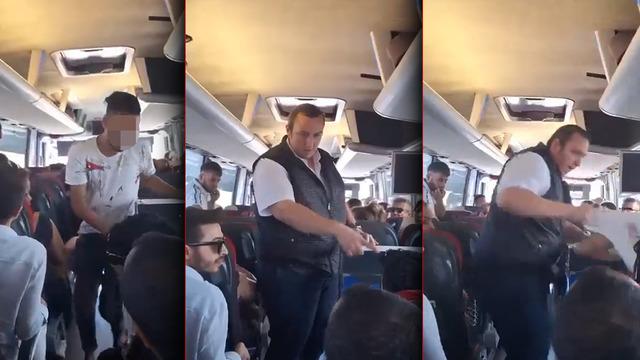 Otobüste infial yaratan görüntüler: Pet şişeye idrarını yaptı, kaptan aracı durdurup yaka paça indirdi