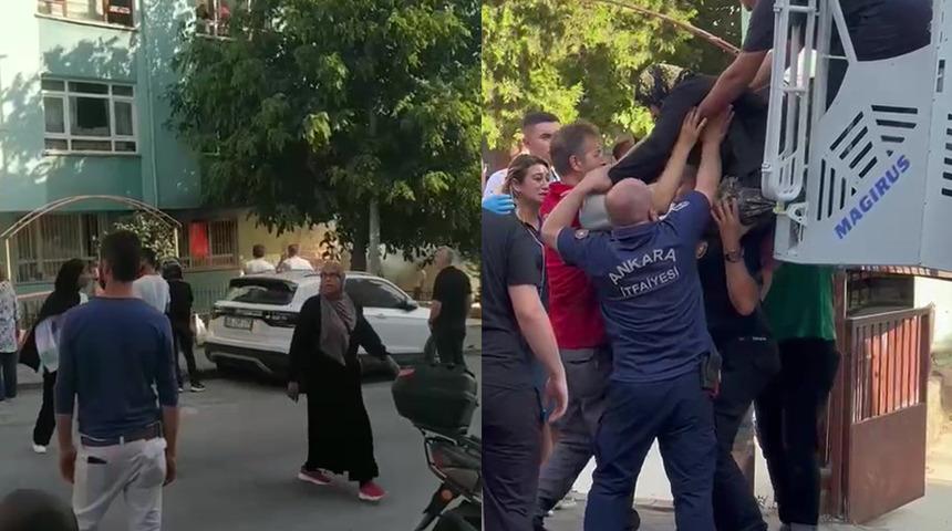 Ankara'da apartmanda korkutan yangın: 6 kişi dumandan etkilendi