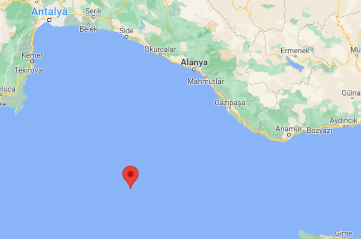 SON DAKİKA | Antalya açıklarında 4.5 büyüklüğünde deprem
