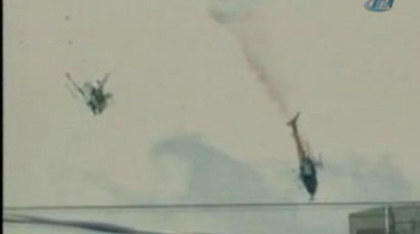 İki TV helikopteri b&ouml;yle &ccedil;arpıştı!