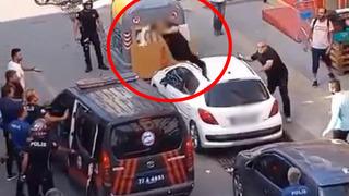 Örümcek adam gibi araçların üzerinden atladı, ortalığı birbirine kattı! O anlar kamerada