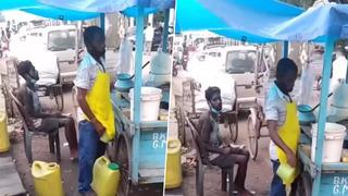 Mide bulandıran görüntüler! Sokak satıcısı müşterileri için kullandığı tasa tuvaletini yaptı