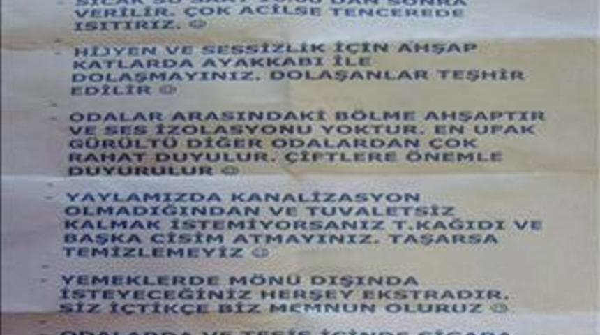 Bu otelin kuralları &ccedil;ok &ouml;zel