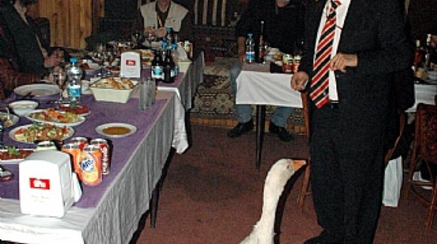 Sinema sanat&ccedil;ılarına canlı kaz s&uuml;rprizi