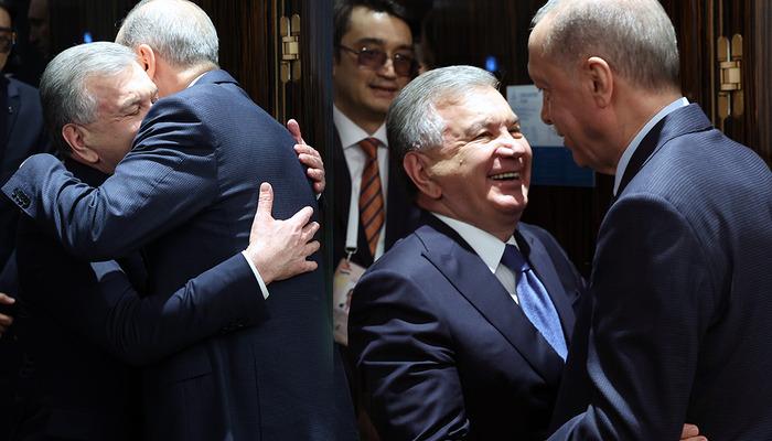 Cumhurbaşkanı Erdoğan ile Özbekistan Cumhurbaşkanı Mirziyoyev bir araya geldi