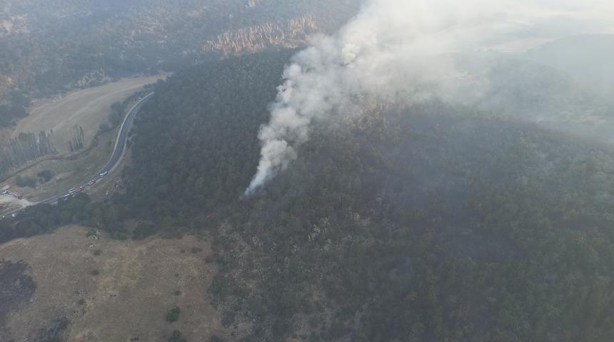 Eskişehir'deki orman yangınına havadan müdahale yeniden başladı