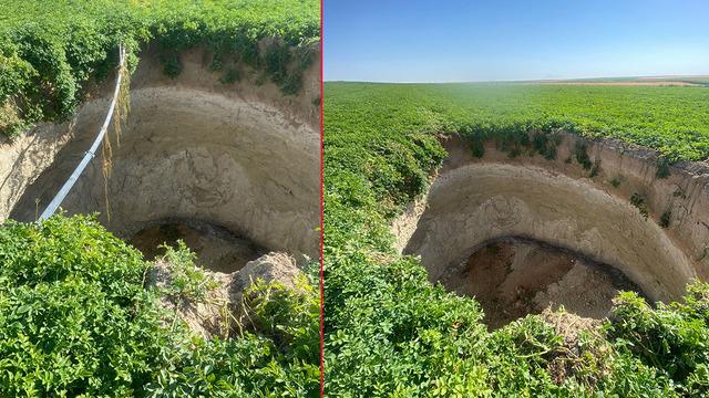 Konya'da dev obruk! Gören tedirgin oldu: 'Bir gün önce böyle bir şey yoktu'