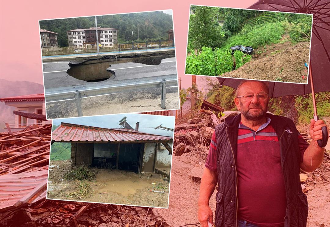 'Eve toprak dolunca &ccedil;ıkamadık' Rize'de sel ve heyelan! Yol &ccedil;&ouml;kt&uuml;, evler boşaltıldı... 'B&uuml;y&uuml;k bir g&uuml;r&uuml;lt&uuml; koptu, g&uuml;r&uuml;lt&uuml;yle yataktan atladık'