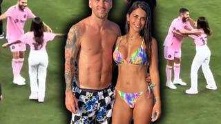 Messi'yi karıştırdı! Yıldız futbolcunun eşi sarılmak için sahaya girdi fakat yanlış kişiye sarıldı...