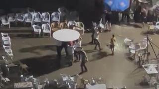 Halay sevdası yağmur dinlemedi: Masa ve sandalyelerle böyle halay çektiler