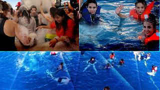 Esnafın yüzünü güldürüp köpük partisine koşuyorlar! İranlı turistlerin Van Gölü'ndeki eğlencelerinden renkli görüntüler