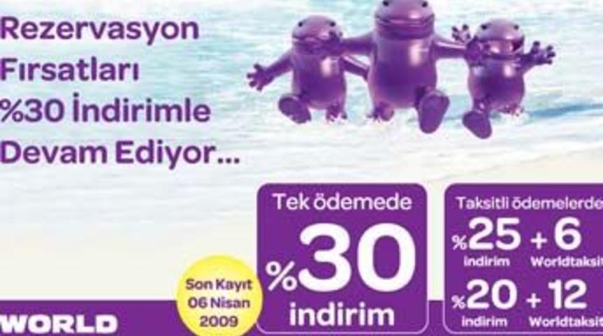 Erken rezervasyon avantajları %30 indirimle devam ediyor