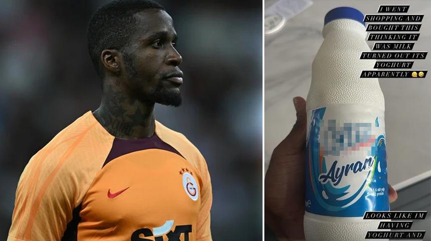Galatasaray'ın yıldızı Wilfried Zaha süt almak isterken ayran aldı! Onu da yoğurt sandı... Paylaşımı sosyal medyada olay oldu