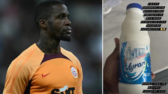 Galatasaray'ın yıldızı Wilfried Zaha süt almak isterken ayran aldı! Onu da yoğurt sandı... Paylaşımı sosyal medyada olay oldu