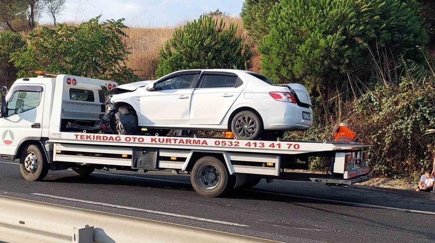 Tekirdağ’da tır ile otomobilin karıştığı kazada 1 kişi yaralandı