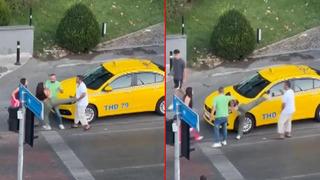Taksici ile kadınların kavgası şoke etti! Peş peşe tekmeler savurdu…