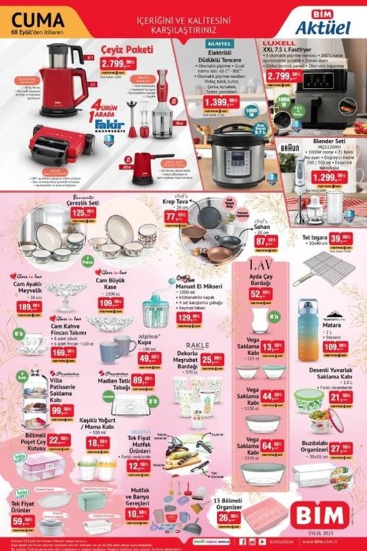 BİM'den evlenecekler için kaçırılmayacak fırsat! Çeyiz paketi 2,799 TL, fastfryer 8.799 TL! 5-8 Eylül 2023 BİM aktüel ürünler kataloğu G3