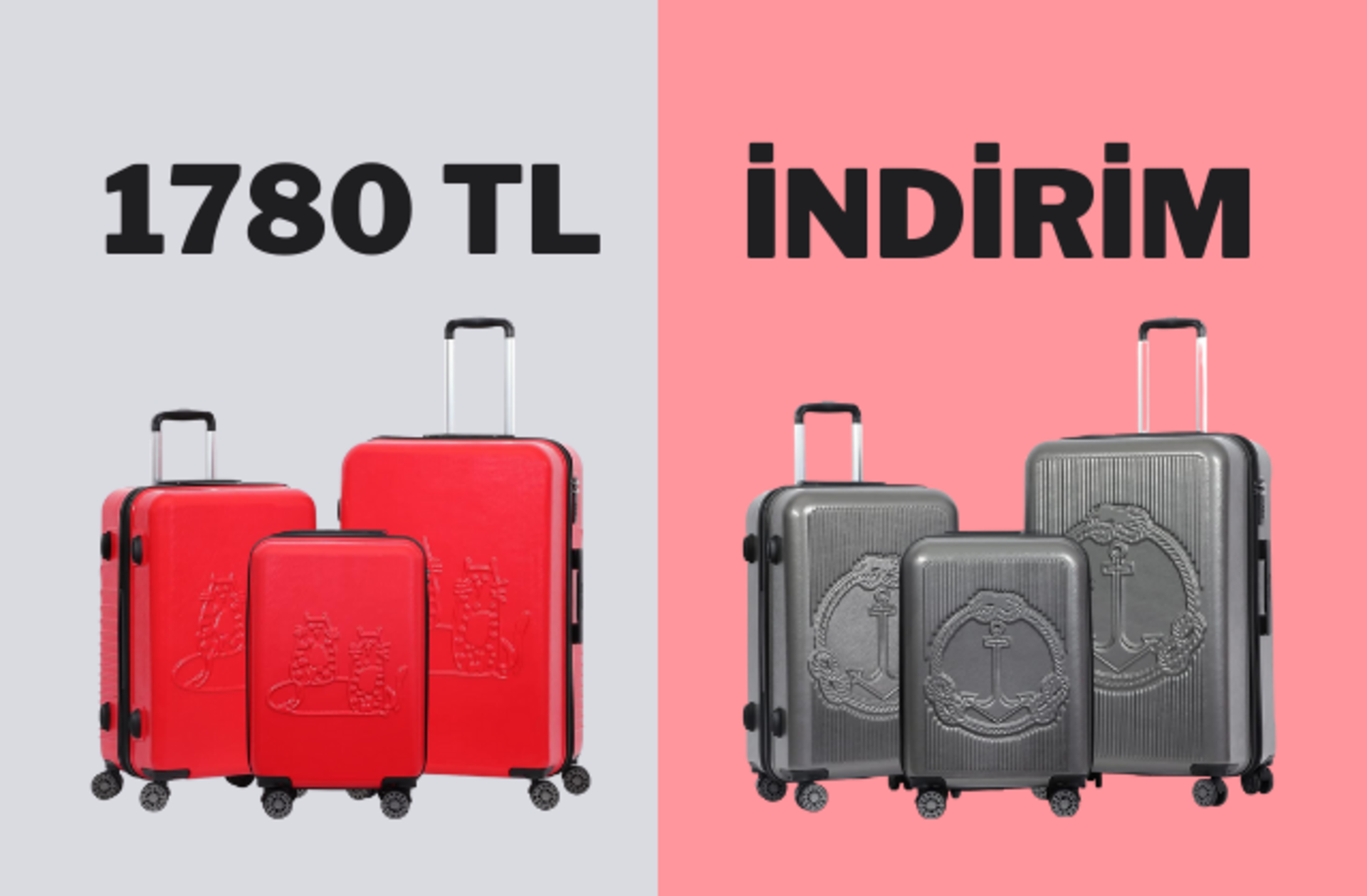 En iyi seyahat arkadaşı! Biggdesign Cats Kırmızı 3'lü Valiz Seti'nde %40 indirim 