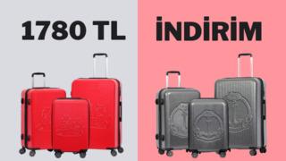 En iyi seyahat arkadaşı! Biggdesign Cats Kırmızı 3'lü Valiz Seti'nde %40 indirim 