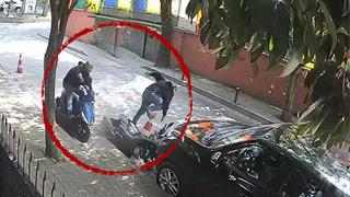  Hırsız kuryenin zor anları! Paniklerken düştü