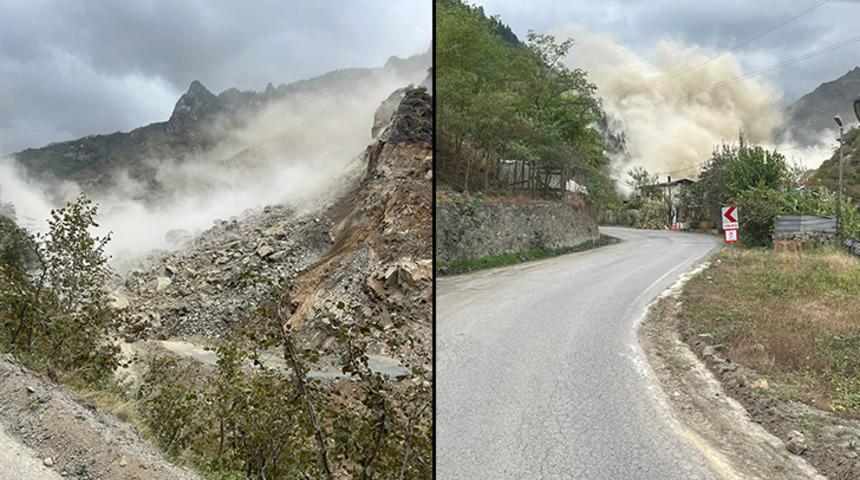 Taş ocağındaki heyelan böyle görüntülendi 