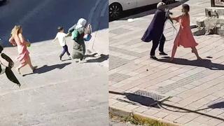 İstanbul'da akılalmaz anlar! Yoldan geçenlere saldırdı, çocuklu kadını kovaladı
