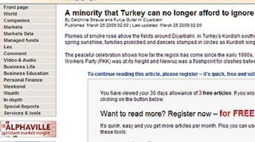 FT: "T&uuml;rkiye artık K&uuml;rtleri g&ouml;zardı edemez"