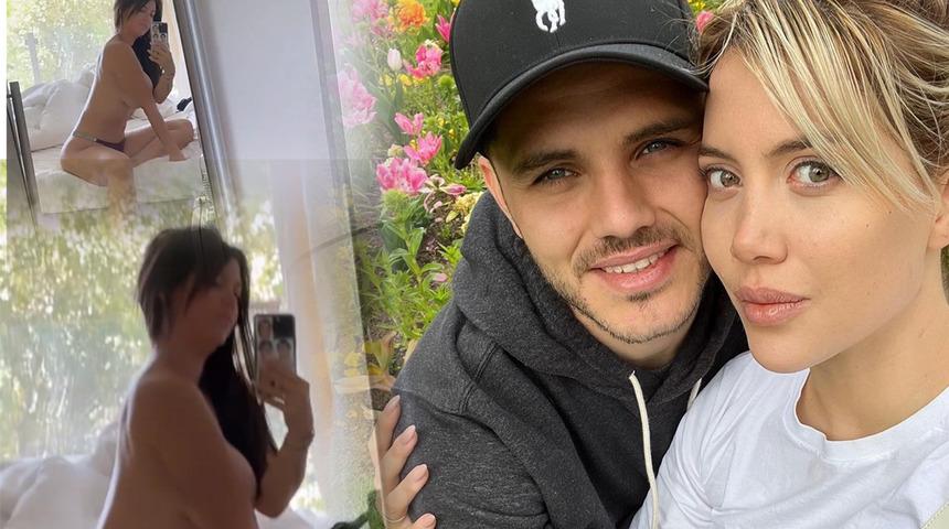 Galatasaray'ın yıldızı Icardi'nin eşi Wanda Nara üstsüz video paylaştı! 