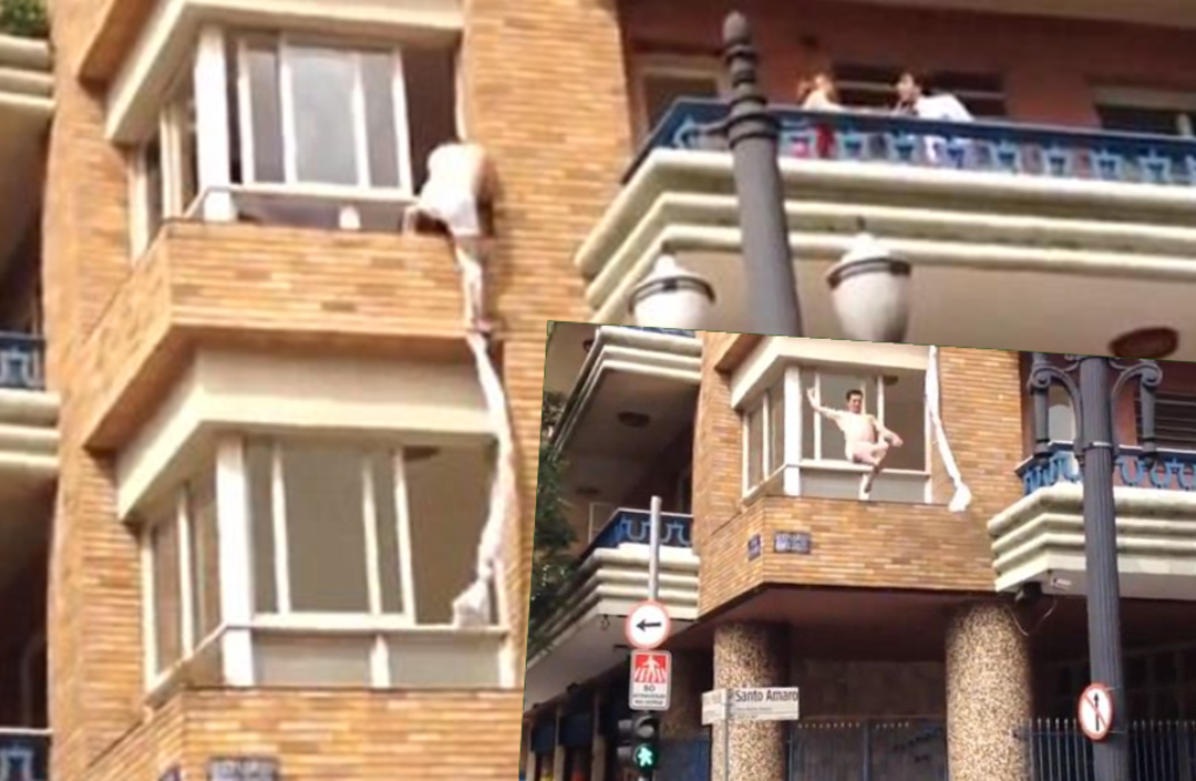 Yasak aşka itfaiye yardımı! Sevgilisinin kocası evi basınca &ccedil;arşafla pencereden ka&ccedil;mak istedi... Dengesini kaybedince itfaiye yardım etti