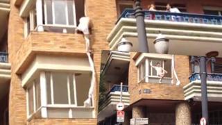 Yasak aşka itfaiye yardımı! Sevgilisinin kocası evi basınca çarşafla pencereden kaçmak istedi... Dengesini kaybedince itfaiye yardım etti