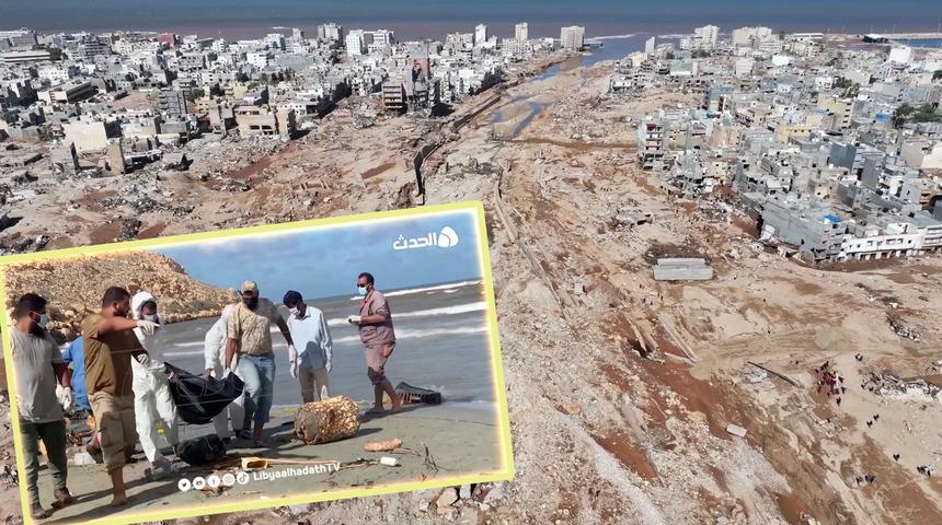 Libya'da sel trajedisi... Şehir resmen ikiye bölündü: Cesetler kıyıya vurmaya başladı... "Nükleer bomba düşmüş gibi"
