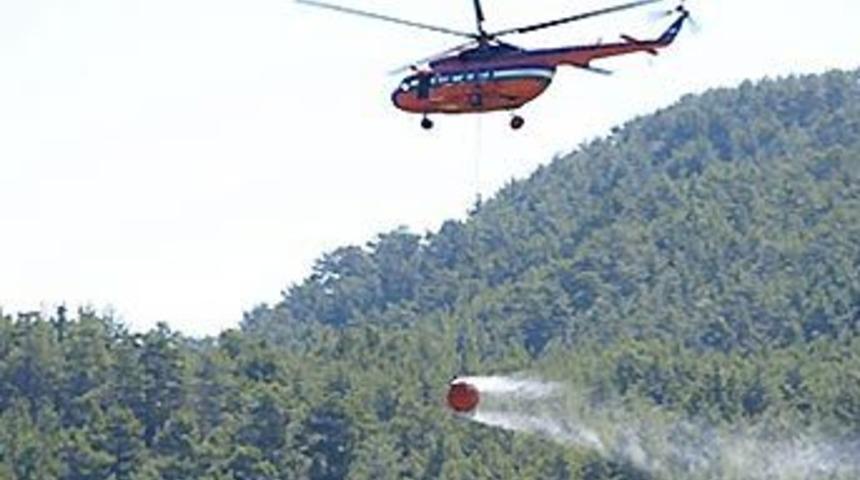 Milas'ta d&uuml;şen helikopterin enkazına ulaşıldı