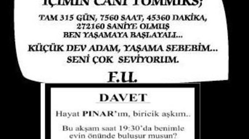 Aşk ilanını veren kim?