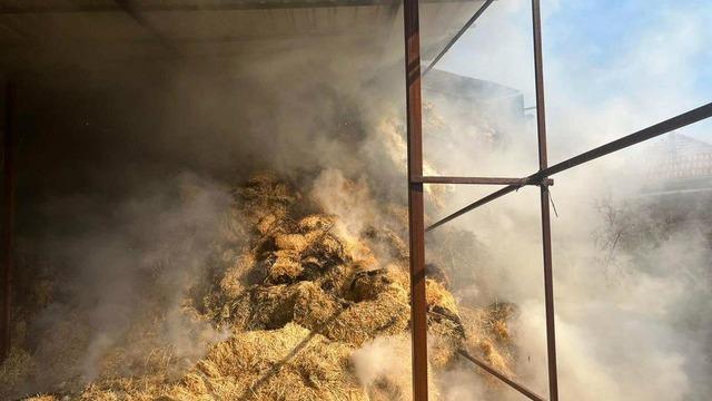 Uşak'ta çıkan yangında bir metruk ev ile saman ve buğday deposu yandı