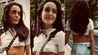 Sütyen-ceket kombini! Hafsanur Sancaktutan'ın karın kasları dikkat çekti